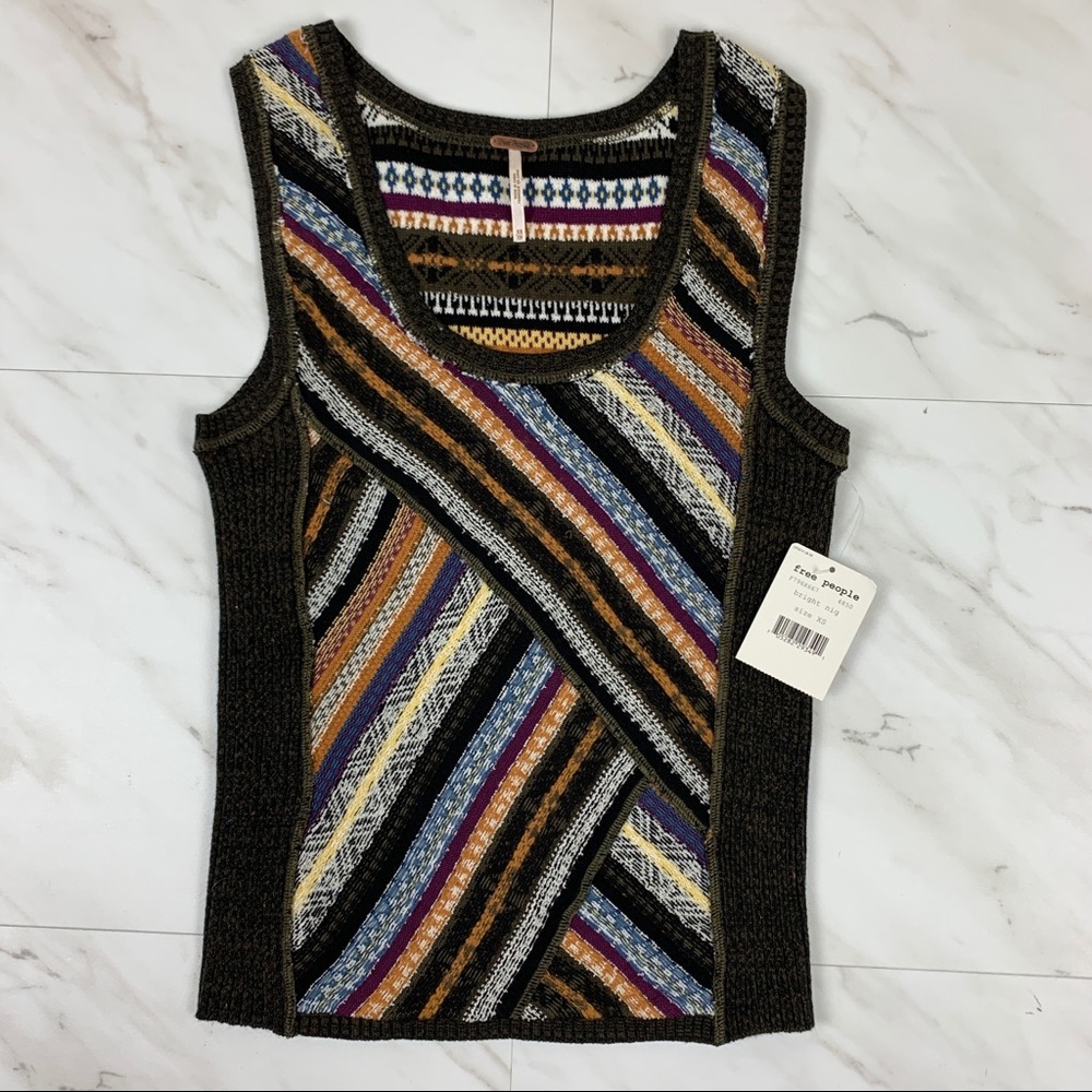 NEW Free People Striped Knit Tank Sweater Sz XS